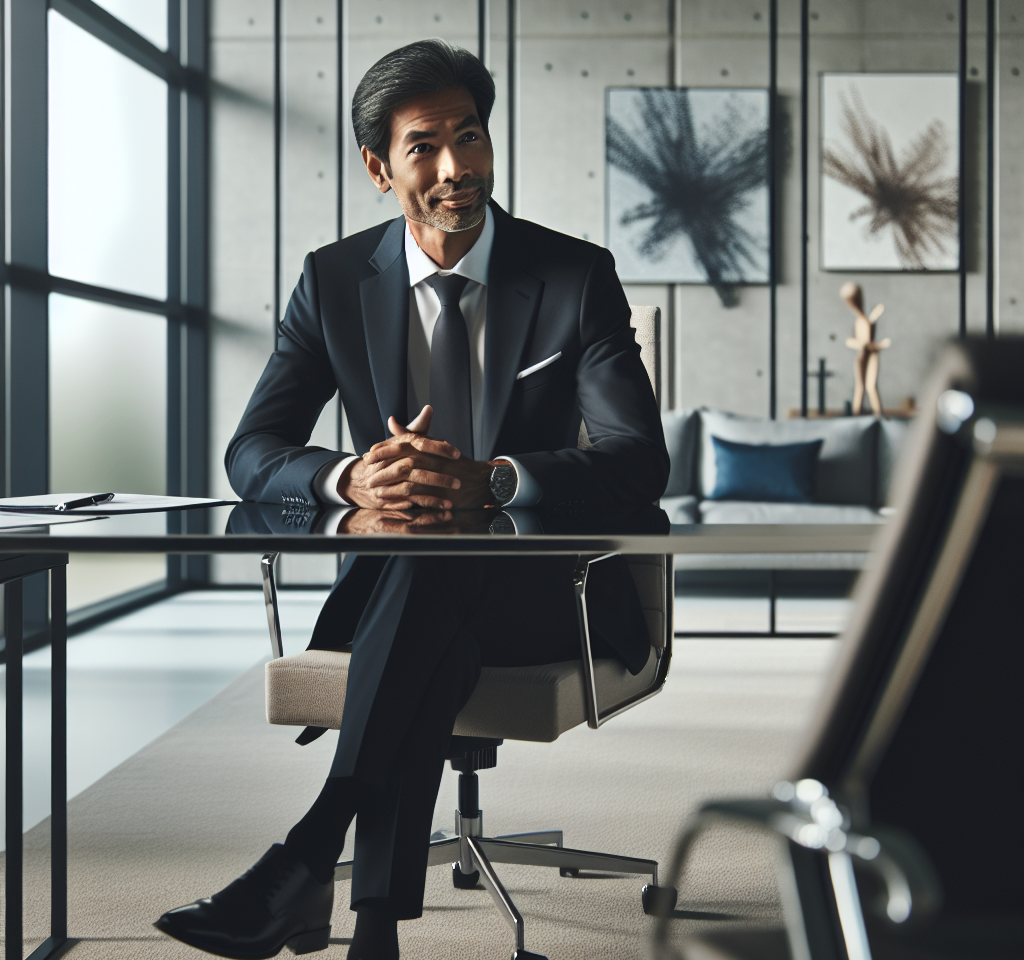 candidate answering job interview questions confidently in a professional office setting