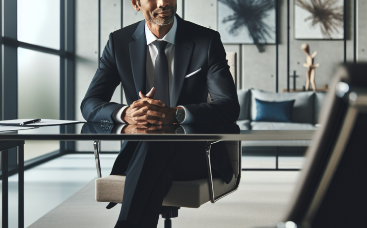candidate answering job interview questions confidently in a professional office setting