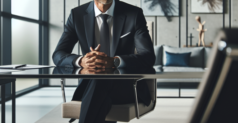 candidate answering job interview questions confidently in a professional office setting