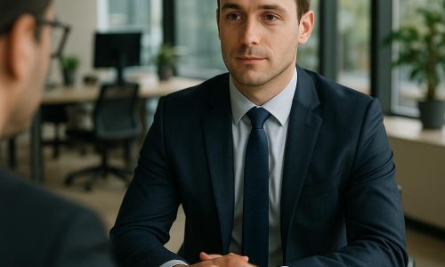 professional candidate during a job interview in a modern office