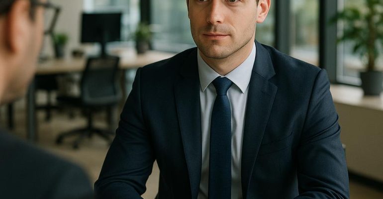 professional candidate during a job interview in a modern office