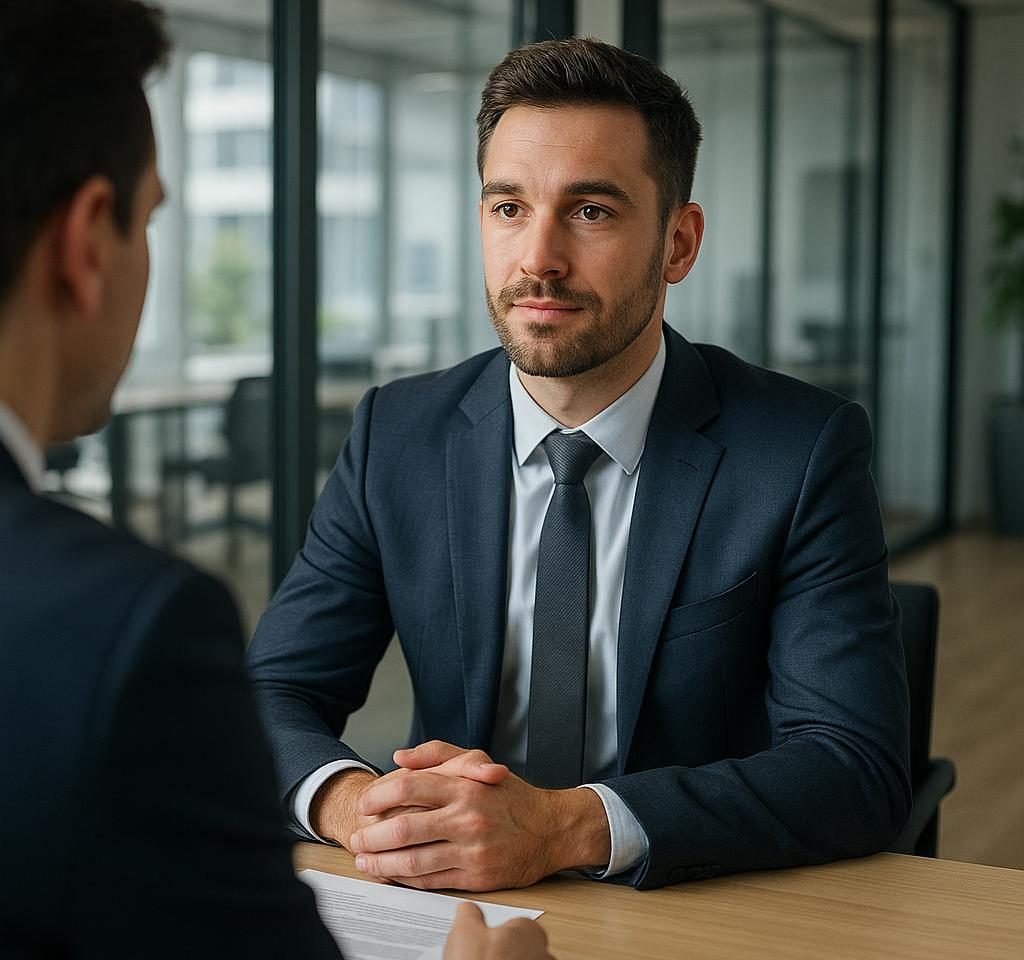 professional candidate during a job interview in a modern office