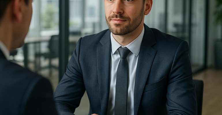professional candidate during a job interview in a modern office