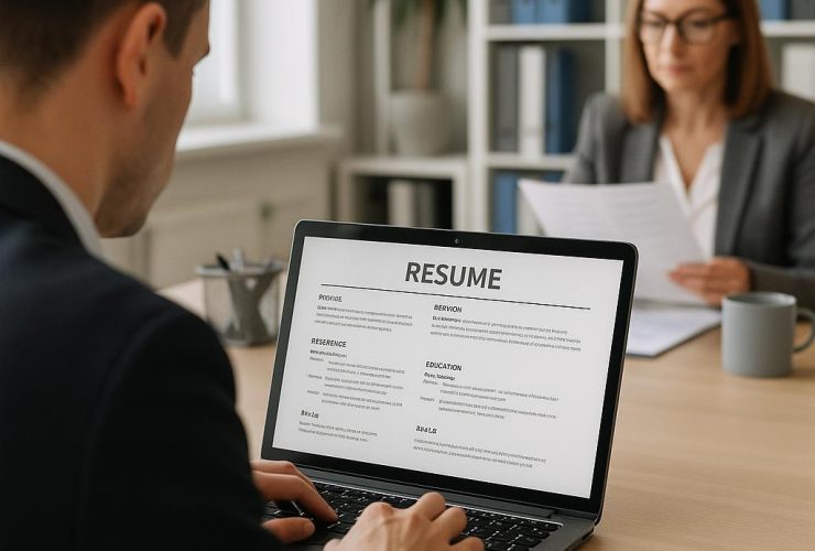 Professional creating a resume designed to attract recruiters