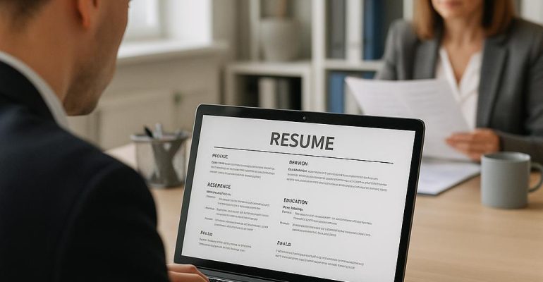 Professional creating a resume designed to attract recruiters