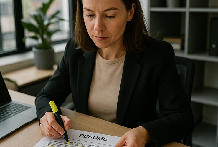 Recruiter reviewing a resume with a strong professional summary