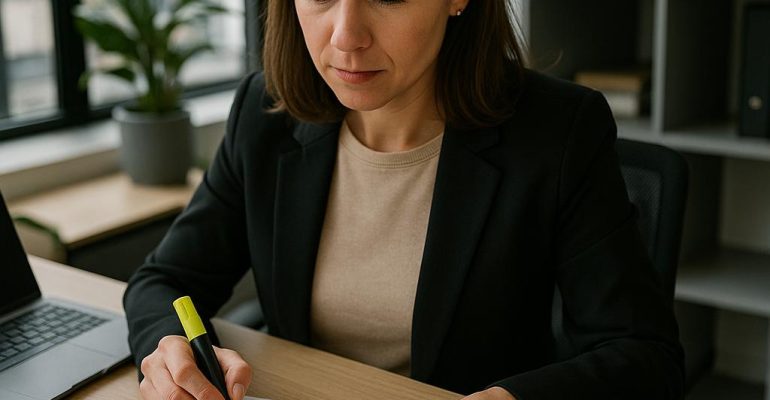 Recruiter reviewing a resume with a strong professional summary