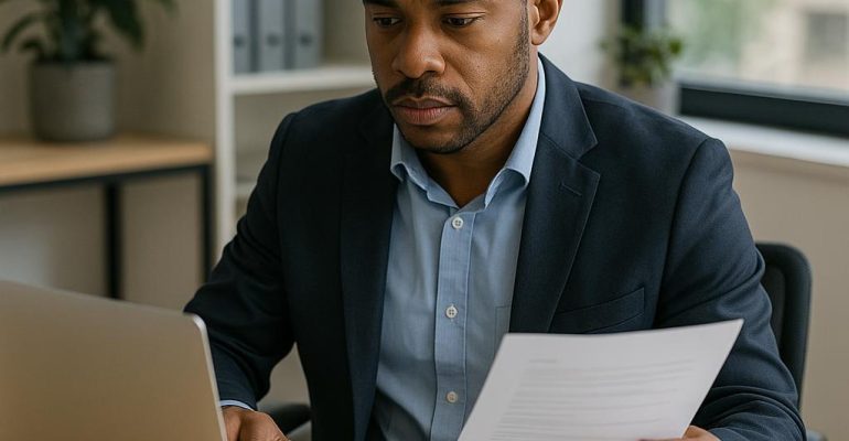 Professional using strategic methods to search for job opportunities