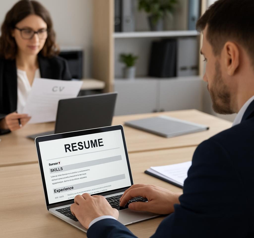 Professional updating resume skills section for a job application