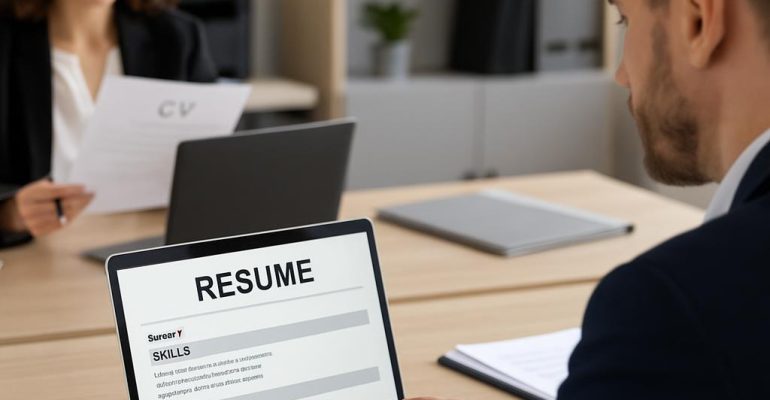 Professional updating resume skills section for a job application