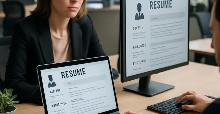 Professional optimizing a resume for applicant tracking systems