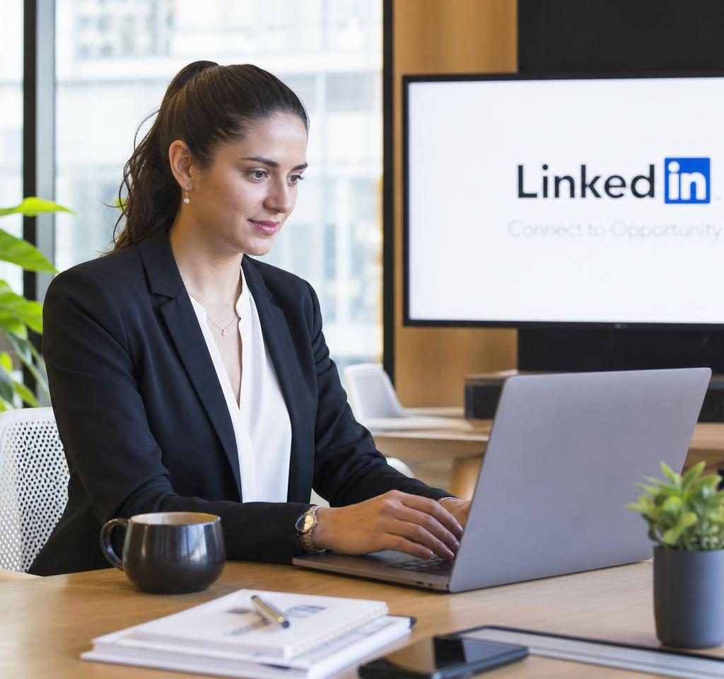 Professional creating an effective LinkedIn headline