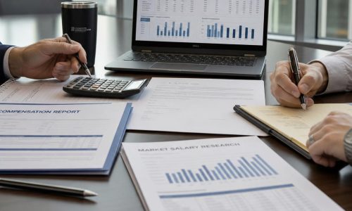 Salary negotiation planning documents and compensation discussion preparation