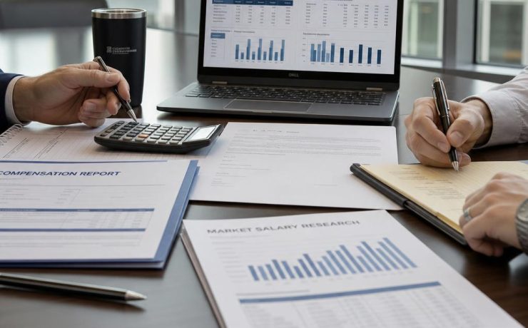Salary negotiation planning documents and compensation discussion preparation