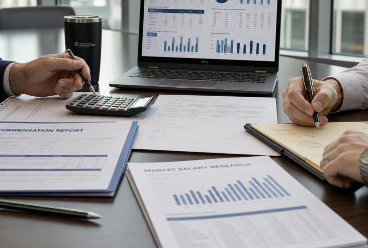Salary negotiation planning documents and compensation discussion preparation