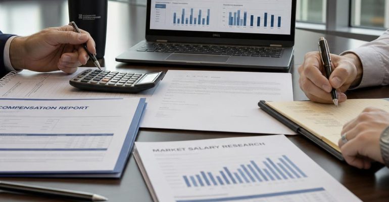 Salary negotiation planning documents and compensation discussion preparation