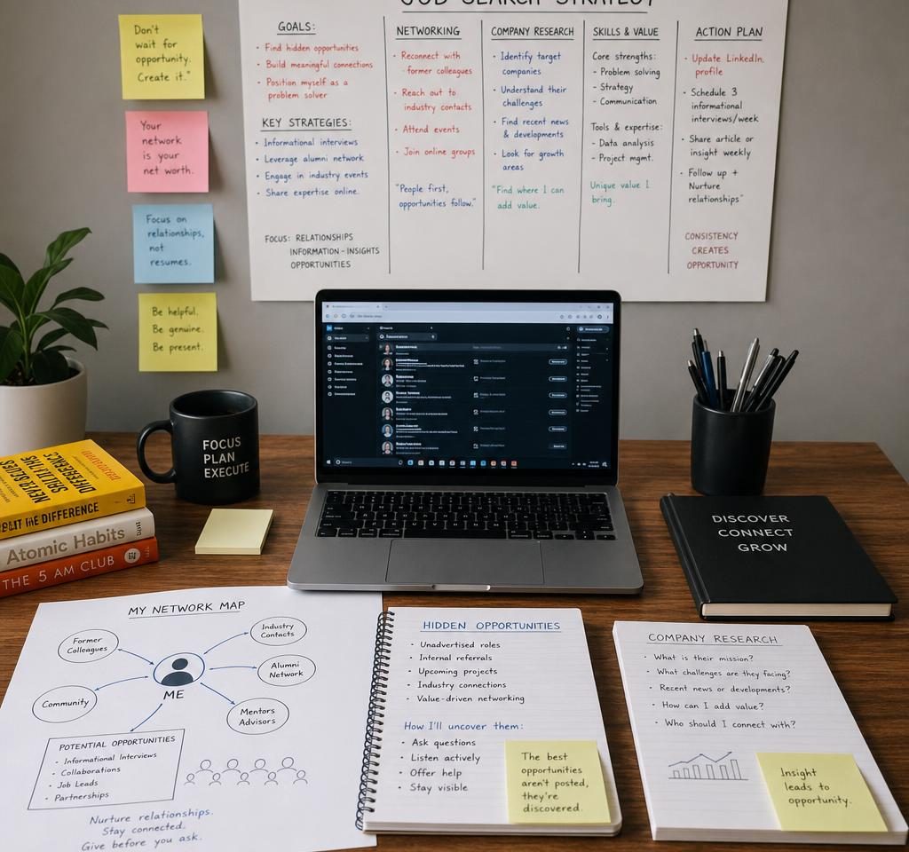 Professional networking and hidden job search strategy planning