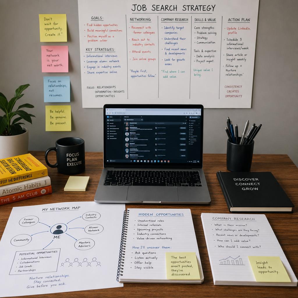 Professional networking and hidden job search strategy planning