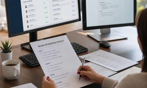 ATS resume optimization checklist and recruiter workspace