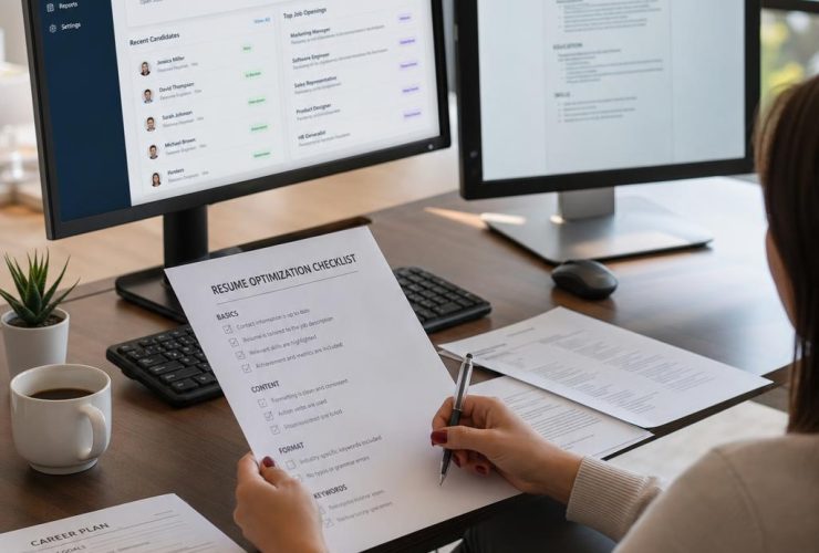ATS resume optimization checklist and recruiter workspace