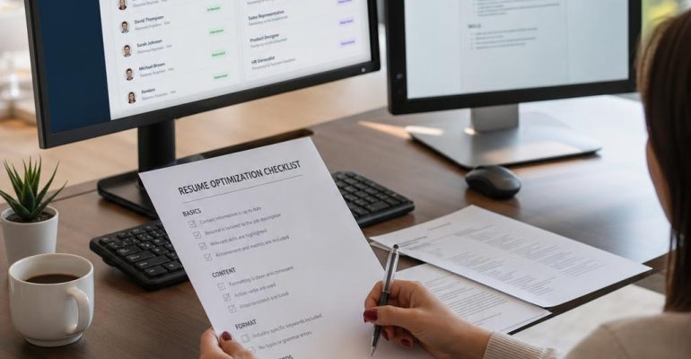 ATS resume optimization checklist and recruiter workspace