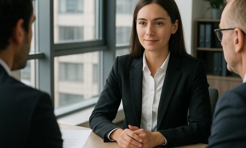 professional candidate during a job interview in a modern office