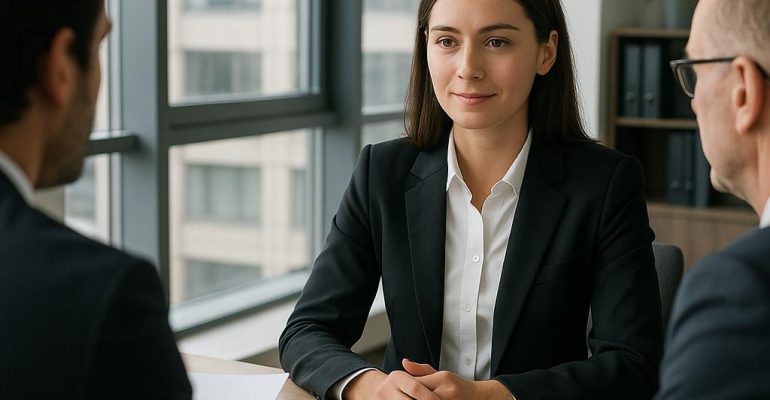 professional candidate during a job interview in a modern office