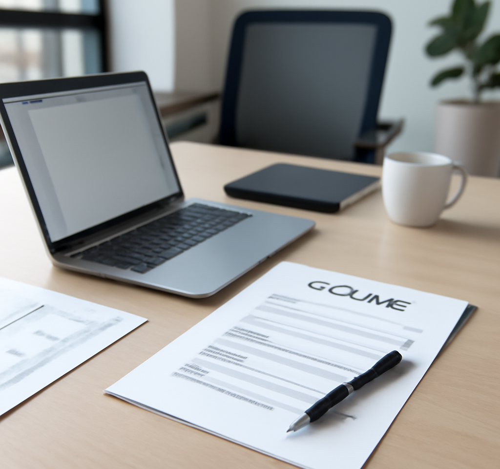 professional resume writing workspace