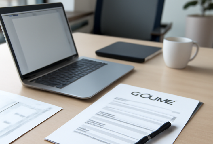 professional resume writing workspace